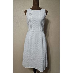 Old Navy Women’s White Eyelet Lace Sleeveless Knee-Length Dress Sz 4